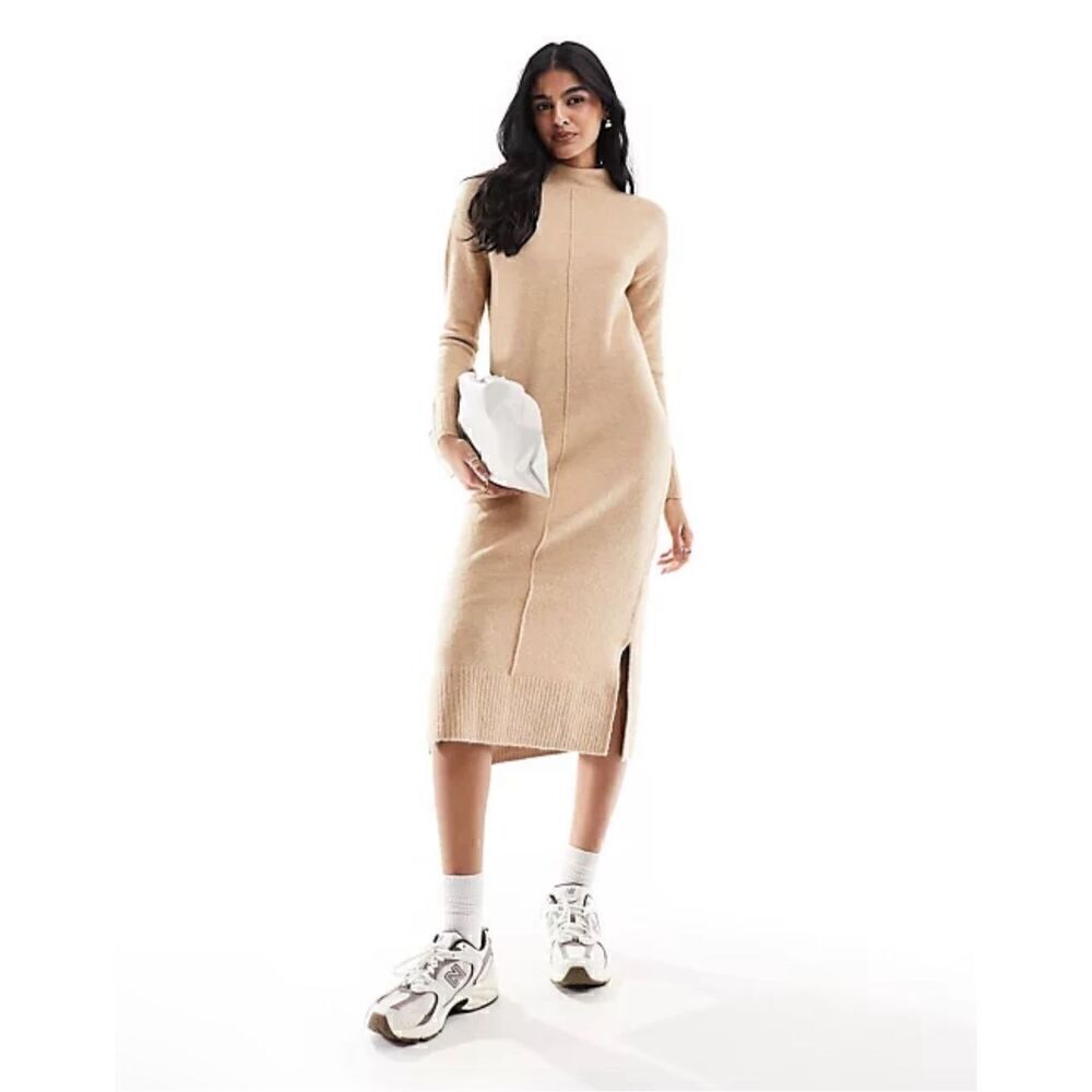 River Island center seam long sleeve midi sweater dress S